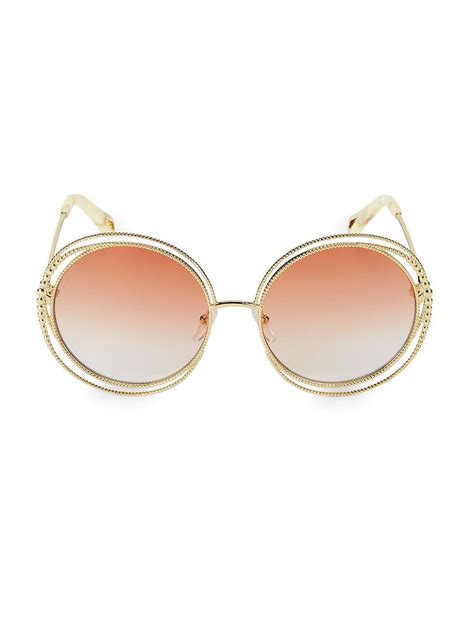 Chloé Carlina Chain 58mm Round Sunglasses 